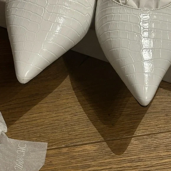 Jimmy Choo White Croc-Patterned Mules - Picture 8 of 12